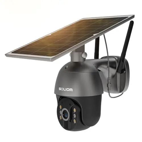 Produktbild: SOLIOM S600 3G 4G LTE Überwachungskamera Aussen Solar mit SIM Karte Außenkamera ohne WLAN 1080P HD Infrarot Nachtsichtfunktion Zwei-Weg-Gespräch Aussenkamera mit Bewegungsmelder IP66