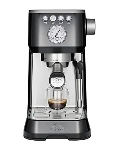 Produktbild: Solis Barista Perfetta Plus V2 Espressomaschine, Halbautomatische Kaffeemaschine mit Milchschäumer, Programmierbare Kaffeemaschine mit abnehmbaren Wassertank, Heißwasser- und Dampffunktion, Schwarz