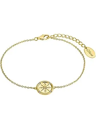 Produktbild: s.Oliver 2034308 Damen Armband Kompass Gold Weiß 20 cm