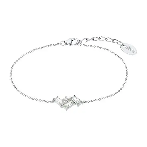 Produktbild: s.Oliver Armband 925 Sterling Silber Damen Armschmuck, mit Zirkonia synth., 17+3 cm, Silber, Baguette, Kommt in Schmuck Geschenk Box, 2032590