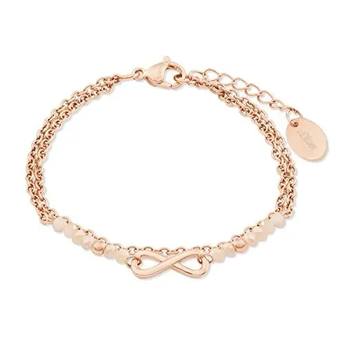 Produktbild: s.Oliver Armband für Damen mit Infinity Anhänger, Glas / Edelstahl, IP Rose, Länge: 16-20 cm
