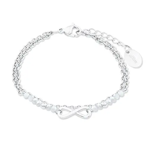 Produktbild: s.Oliver Armband Edelstahl Damen Armschmuck, mit Glas, 16+4 cm, Silber, Infinity, Kommt in Schmuck Geschenk Box,