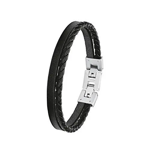 Produktbild: s.Oliver Armband Edelstahl Leder Herren Armschmuck, 20+1,5 cm, Silber, Kommt in Schmuck Geschenk Box, 2027411