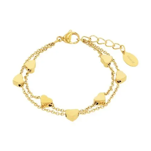 Produktbild: s.Oliver Armband Edelstahl Mädchen Kinder Armschmuck, 14+2 cm, Gold, Herz, Kommt in Schmuck Geschenk Box, 2036451