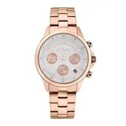 Produktbild: s.Oliver Armbanduhr Damen Quarzuhr Analog, mit Edelstahl Armband, Roséfarben, 5 bar Wasserdicht, Multifunktion, Kommt in Uhren Geschenk Box,