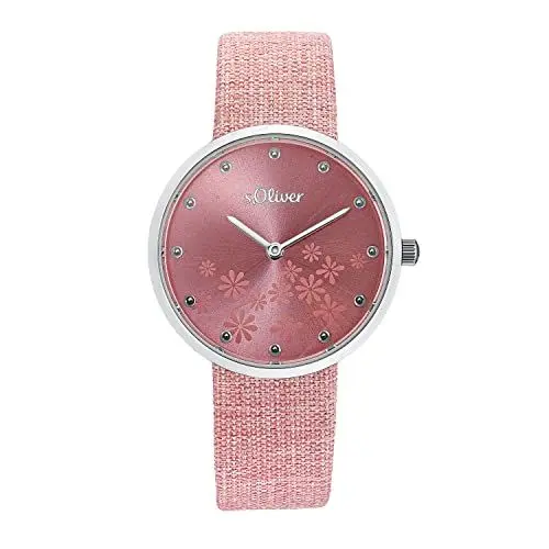 Produktbild: s.Oliver Armbanduhr Damen Quarzuhr Analog, mit Textil Armband, Apricot, 5 bar Wasserdicht, Kommt in Uhren Geschenk Box, 2033560
