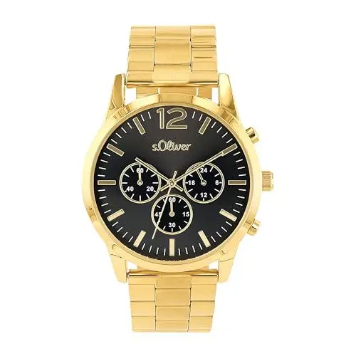 Produktbild: s.Oliver Armbanduhr Herren Chronograph Analog, mit Edelstahl Armband, 3 bar Wasserdicht, Kommt in Uhren Geschenk Box
