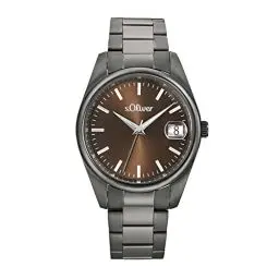 Produktbild: s.Oliver Armbanduhr Herren Quarzuhr Analog, mit Edelstahl Armband, Grau, 5 bar Wasserdicht, Kommt in Uhren Geschenk Box, 2033529