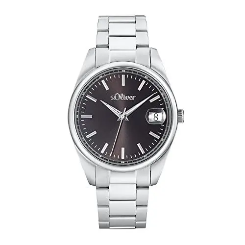 Produktbild: s.Oliver Armbanduhr Herren Quarzuhr Analog, mit Edelstahl Armband, Schwarz, 5 bar Wasserdicht, Kommt in Uhren Geschenk Box,