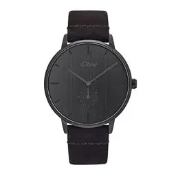 Produktbild: s.Oliver Armbanduhr Herren Quarzuhr Analog, mit Leder Armband, Schwarz, 5 bar Wasserdicht, Kommt in Uhren Geschenk Box,