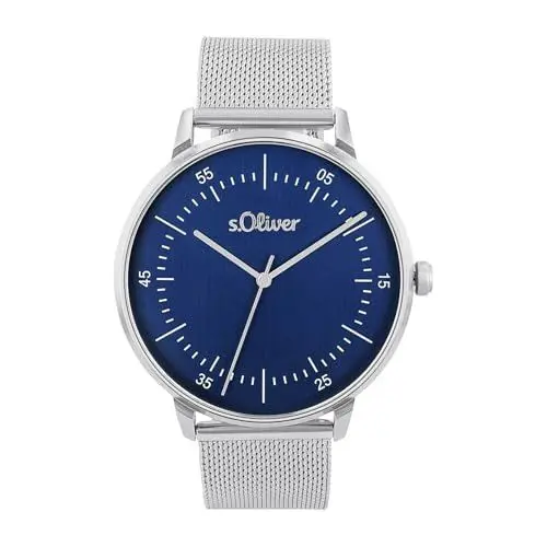 Produktbild: s.Oliver Armbanduhr Herren Quarzuhr analog, mit Edelstahl Armband, Silber, 5 bar wasserfest, Kommt in Uhren Geschenk Box, 2036543