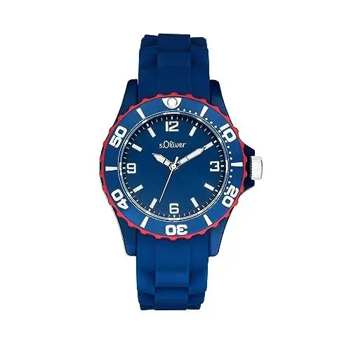 Produktbild: s.Oliver Armbanduhr Jungen Kinder Quarzuhr Analog, mit Silikon Armband, Blau, 3 bar Wasserdicht, Kommt in Uhren Geschenk Box, 2036495