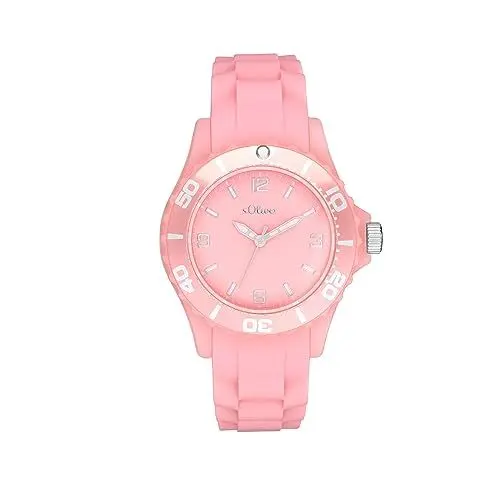 Produktbild: s.Oliver Armbanduhr Mädchen Kinder Quarzuhr Analog, mit Silikon Armband, Rosa, 3 bar Wasserdicht, Kommt in Uhren Geschenk Box, 2036502