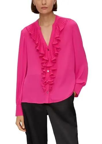 Produktbild: s.Oliver BLACK LABEL Damen 2139580 Bluse mit Rüschen, pink, 36