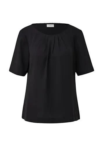 Produktbild: s.Oliver BLACK LABEL Kurzarmbluse mit Rundhalsausschnitt schwarz 40