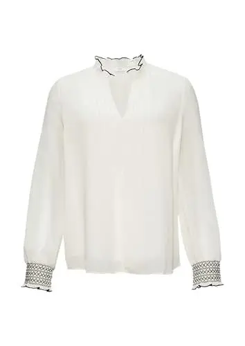 Produktbild: s.Oliver BLACK LABEL Elegante Chiffonbluse mit Kontrast-Details Ecru 38