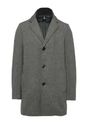 Produktbild: s.Oliver BLACK LABEL Herren 2154680 Mantel aus Wollmix mit integriertem Stepp-Einsatz, Grau/Schwarz 95P1, 48