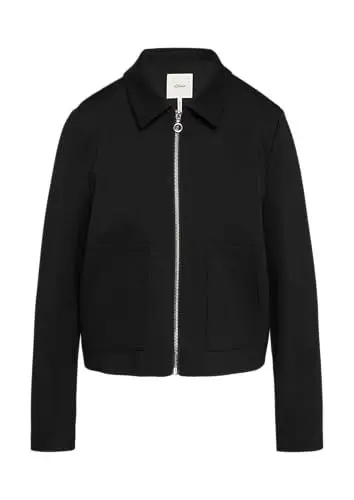Produktbild: s.Oliver BLACK LABEL Viskosemix-Jacke mit Hemdkragen schwarz 46