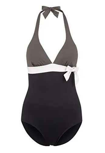 Produktbild: s.Oliver Badeanzug – Modischer Badeanzug mit herausnehmbaren Cups und Shaping-Einsatz, Black-Oliv, A/B Cup