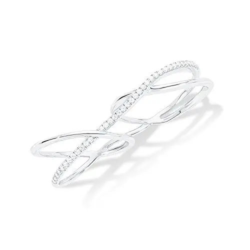 Produktbild: s.Oliver Damen-Ring Doppel-X 2 Finger 925 Silber rhodiniert Zirkonia weiß Gr. 52 (16.6)-2012521