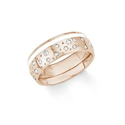 Produktbild: s.Oliver Damen-Ring Emailliert IP Rose Edelstahl Zirkonia weiß Gr. 52 (16.6)-2012555