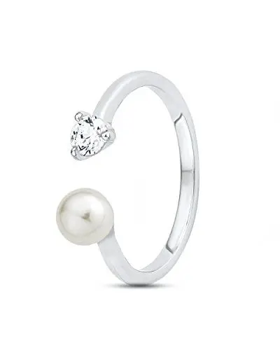 Produktbild: s.Oliver Damen-Ring Perle Süßwasserzuchtperle 925 Silber rhodiniert Zirkonia weiß Gr. 52 (16.6)-2012539