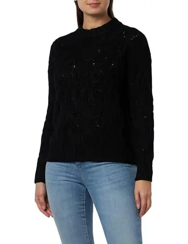 Produktbild: s.Oliver Damen 2138019 Pullover mit Strickmuster, schwarz, 42