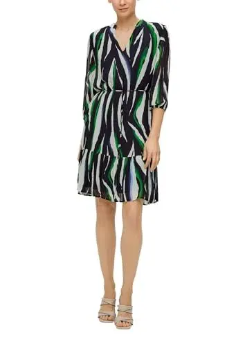 Produktbild: s.Oliver Damen 2142607 Volantkleid, 59A2 blau|Mehrfarbig, 40