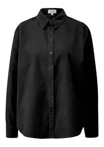 Produktbild: s.Oliver Cordbluse im Relaxed Fit mit Naht-Details schwarz 46
