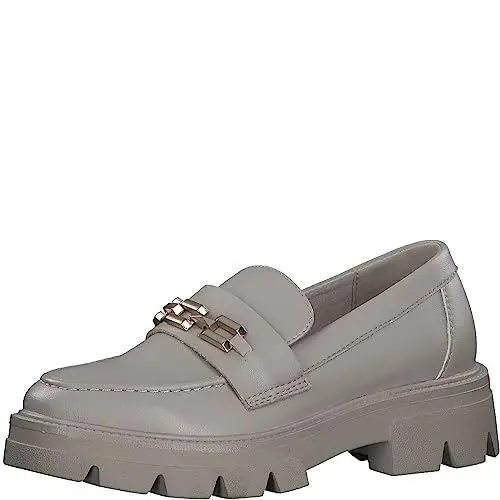 Produktbild: s.Oliver Damen Loafer mit Plateau aus Kunstleder mit Kette Vegan Beige (Ivory), 41