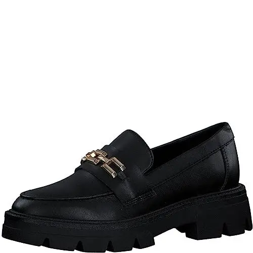 Produktbild: s.Oliver Damen Loafer mit Plateau aus Kunstleder mit Kette Vegan Schwarz (Black Nappa), 37