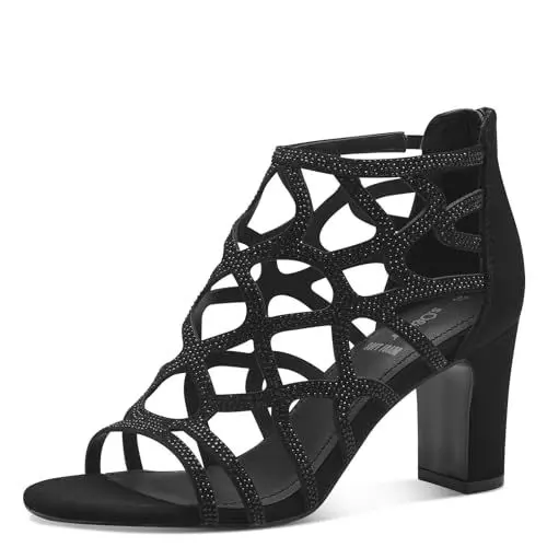 Produktbild: s.Oliver Damen Sandalen mit Absatz mit Reißverschluss Glitzer, Schwarz (Black), 40