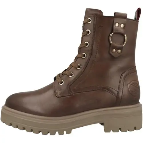 Produktbild: s.Oliver Damen Schnürstiefel ohne Absatz aus Leder mit Reißverschluss, Braun (Cappuccino), 39 EU