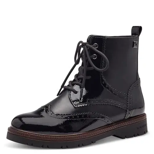Produktbild: s.Oliver Damen Schnürstiefel ohne Absatz mit Reißverschluss Vegan, Schwarz (Black), 38 EU