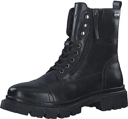 Produktbild: s.Oliver Damen Stiefeletten ohne Absatz aus Leder Plateau, Schwarz (Black), 36 EU