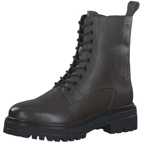 Produktbild: s.Oliver Damen Stiefeletten ohne Absatz aus Leder mit Schnürsenkeln und Reißverschluss Grün (Khaki), 40