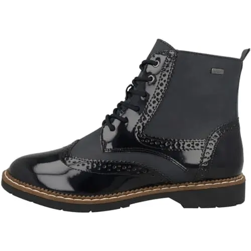 Produktbild: s.Oliver Damen Stiefeletten zum Schnüren Lack Flach Blau (Navy Comb.), 37