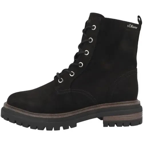 Produktbild: s.Oliver Damen Stiefeletten zum Schnüren Winter mit Reißverschluss Vegan Schwarz (Black), 40