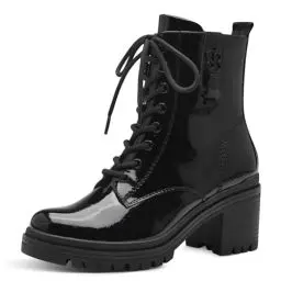 Produktbild: s.Oliver Damen Stiefeletten zum Schnüren mit Blockabsatz Herbst, Schwarz (Black Patent), 39 EU