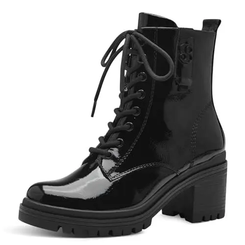 Produktbild: s.Oliver Damen Stiefeletten zum Schnüren mit Blockabsatz Herbst, Schwarz (Black Patent), 39 EU