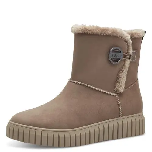 Produktbild: s.Oliver Damen Winterstiefel ohne Absatz Gefüttert Vegan, Braun (Taupe), 39 EU