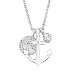 Produktbild: s.Oliver Kette mit Anhänger 925 Sterling Silber Damen Halsschmuck, mit Zirkonia synth., 40+5 cm, Silber, Anker, Kommt in Schmuck Geschenk Box, 2017246