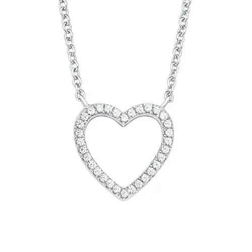 Produktbild: s.Oliver SO PURE Kette mit Herz Anhänger für Damen, Zirkonia und 925 Sterling Silber, Rhodiniert