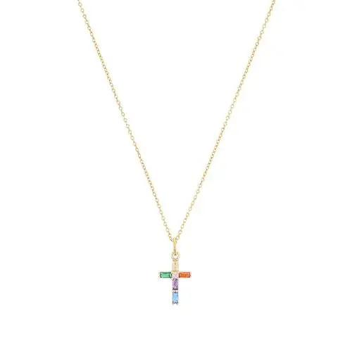 Produktbild: s.Oliver Kette mit Anhänger 925 Sterling Silber Damen Halsschmuck, mit Zirkonia synth., 42+3 cm, Gold, Kreuz, Kommt in Schmuck Geschenk Box, 2035509