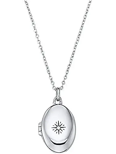 Produktbild: s.Oliver 2034316 Damen Collier Medaillon Silber Weiß 45 cm