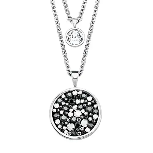 Produktbild: s.Oliver Kette mit rundem Anhänger für Damen, Kristalle von Swarovski und Edelstahl, Silber