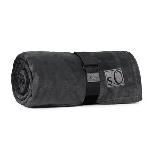 Produktbild: s.Oliver Kuschelsoft XXL Decke 220x240 cm - flauschig, warm & waschbar, Kuscheldecke dunkelgrau Uni