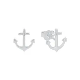 Produktbild: s.Oliver Ohrstecker 925 Sterling Silber Damen Ohrschmuck, mit Zirkonia synth., 1,1 cm, Silber, Anker, Kommt in Schmuck Geschenk Box, 2017244