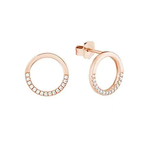 Produktbild: s.Oliver Ohrstecker 925 Sterling Silber Damen Ohrschmuck, mit Zirkonia synth., 1,2 cm, Roséfarben, Kommt in Schmuck Geschenk Box, 2026069