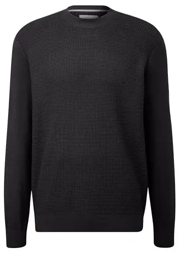 Produktbild: s.Oliver Herren 2137426 Pullover mit Waffel-Piqué Muster, 9999 schwarz, XL